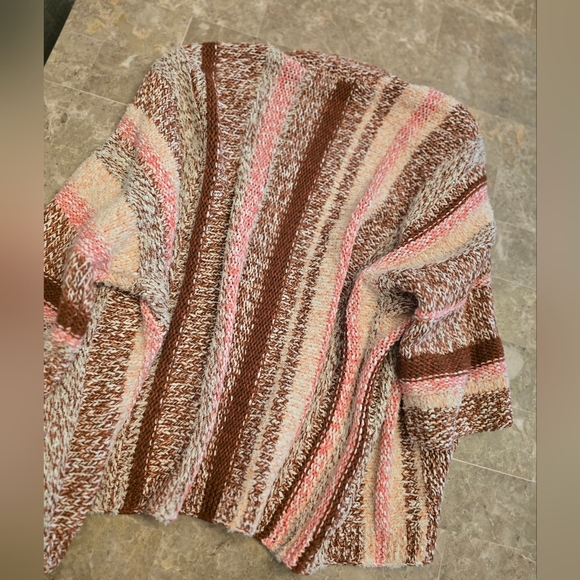 Women's J.Jill Pink & Brown Striped Boho Cardigan Sz Xs - Picture 2 of 4